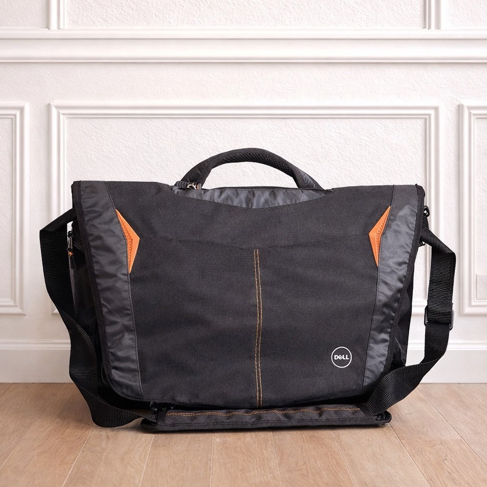 Dell Black Messenger Bag with Orange Trim